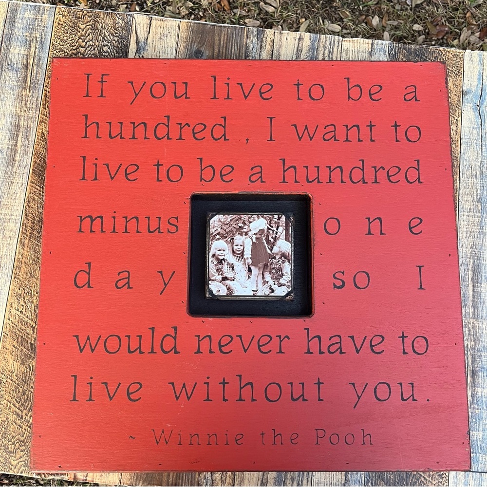 SUGAR BOO RARE!! PATENTED FRAME RED WOOD WALL ART QUOTE WINNIE POOH HANDMADE